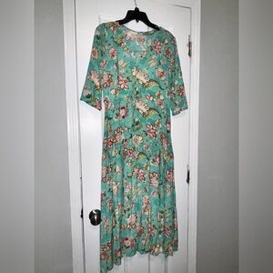 Women’s Chic Floral Teal Maxi Dress